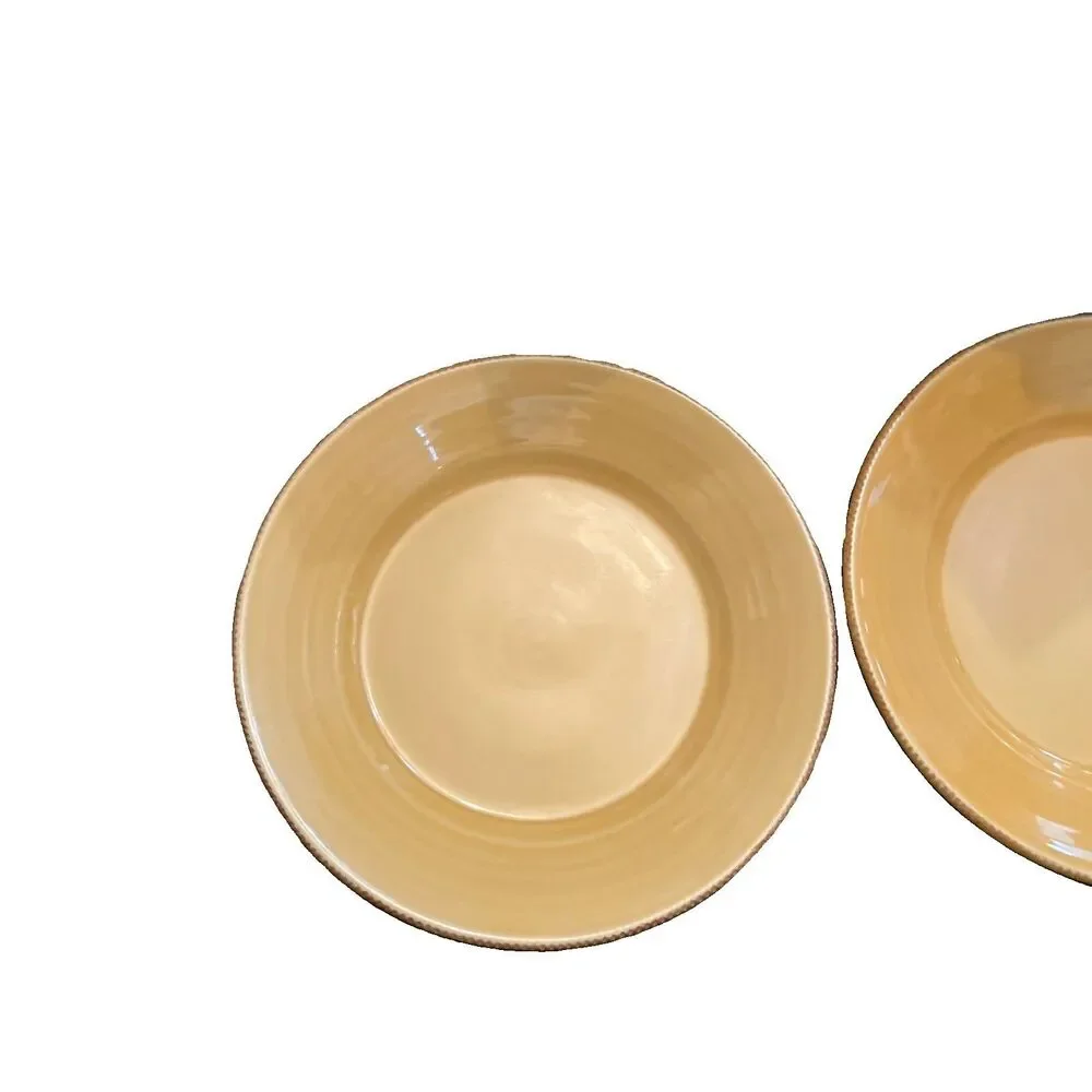 Ceramic Pottery Barn Gabriella Set of 2 Dinner Plates Portugal Amber/Yellow